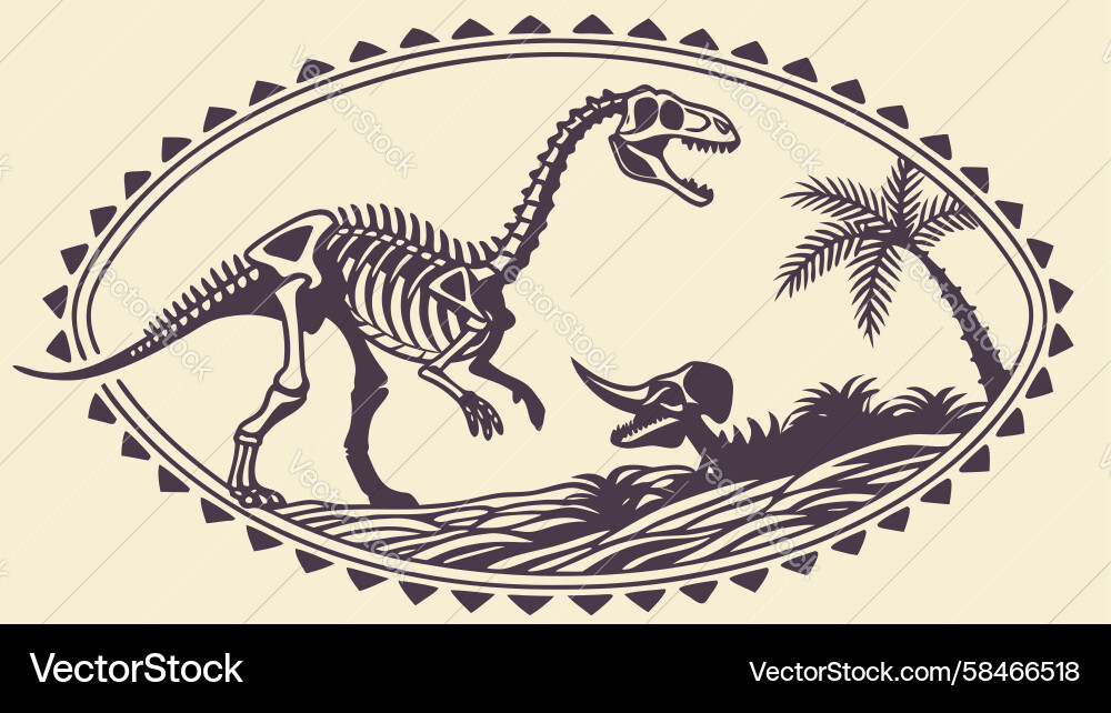 Dynamic Dinosaur Skeleton Fossil Vector Image