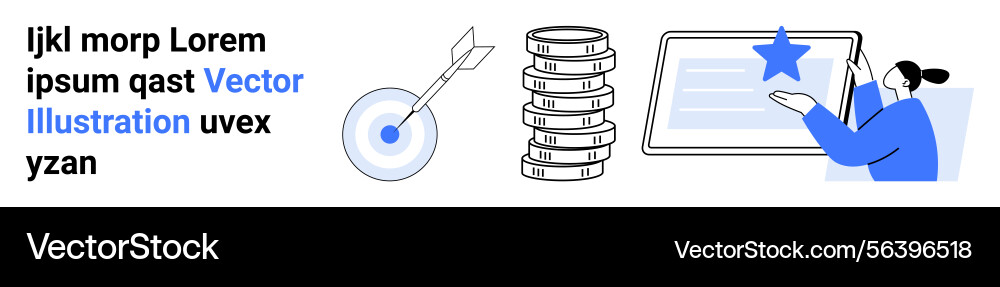 Goal achievement with data stacks and interactive Goal achievement with data stacks and interactive vector image