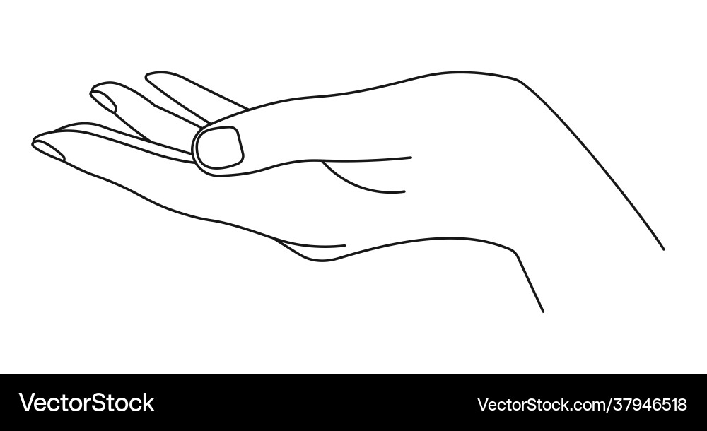 Hand nehmen oder geben Palme mit Fingern Linie Kunst Hand nehmen oder geben Palme mit Fingern Linie Kunst vektorbild