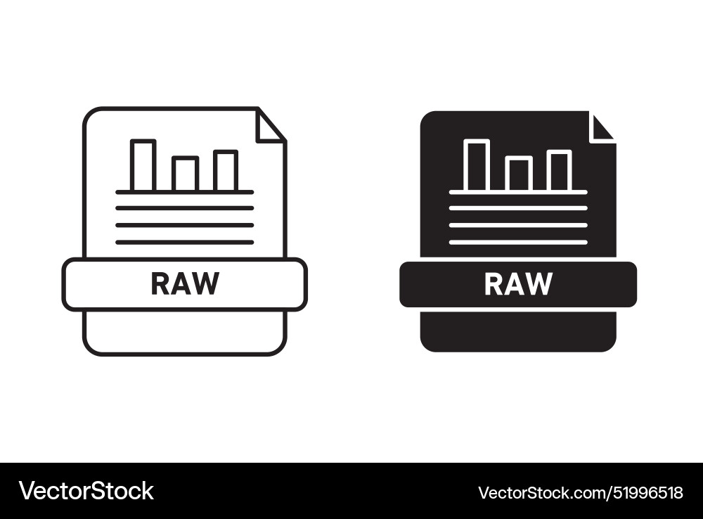 Raw data icon set in thin line outline style vector image