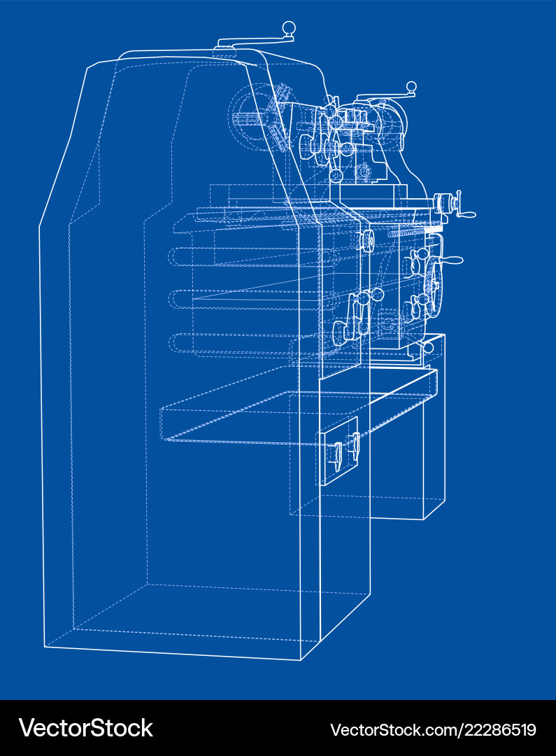 Lathe concept rendering of 3d Lathe concept rendering of 3d vector image