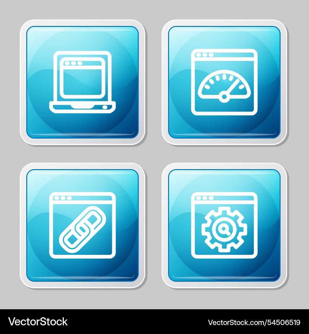 Set line laptop with browser window digital speed Set line laptop with browser window digital speed vector image
