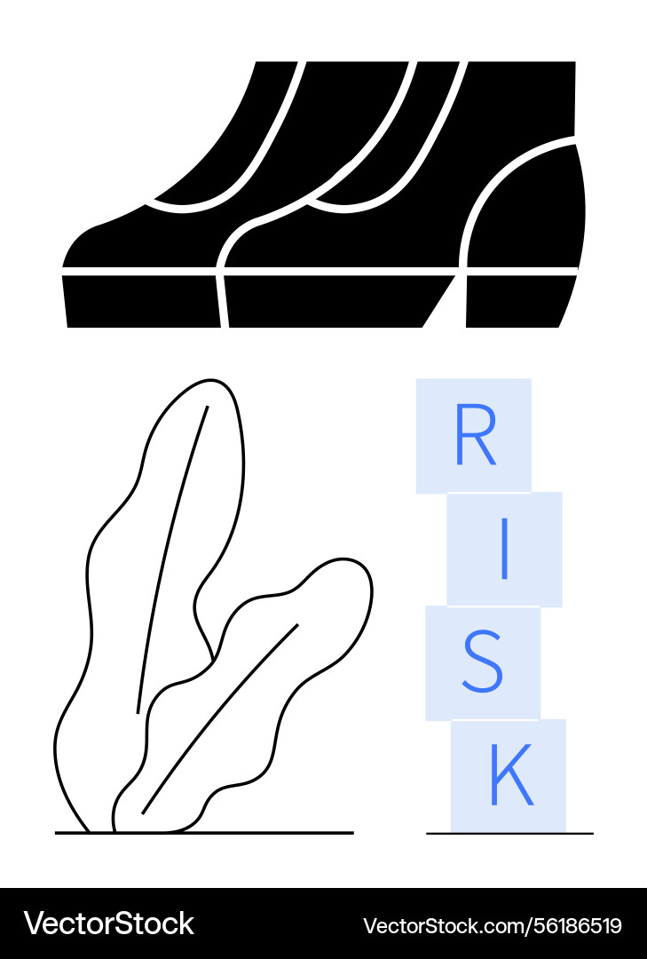 Steps overlooking a stack of risk blocks Steps overlooking a stack of risk blocks vector image