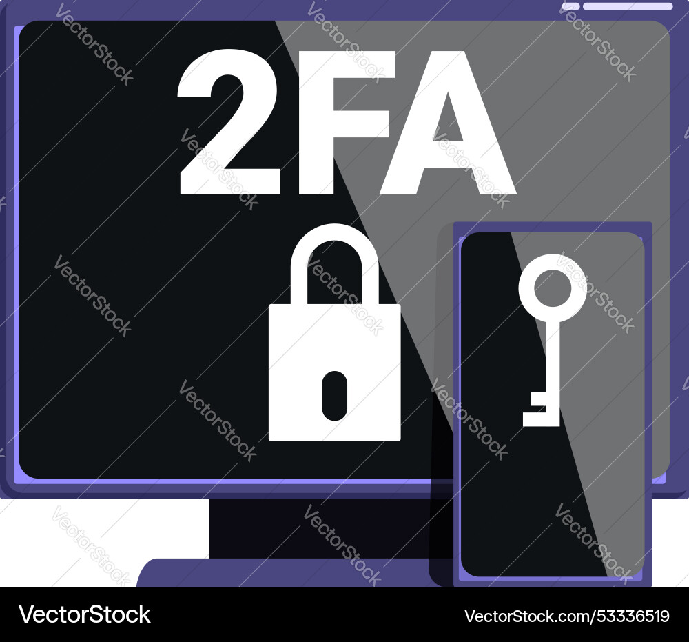 Two factor authentication process showing vector image