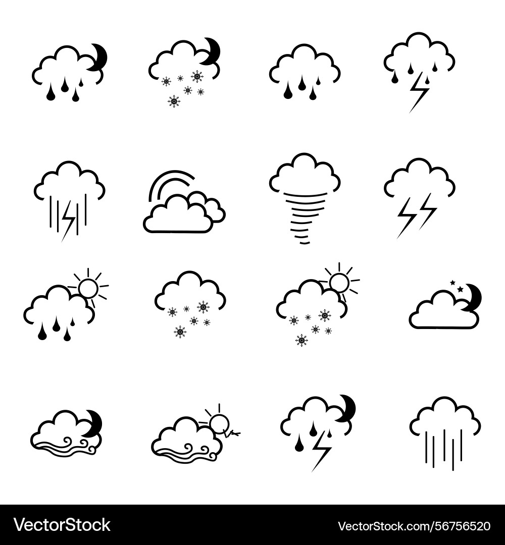 Clouds icons set of in different form Clouds icons set of in different form Vector Image