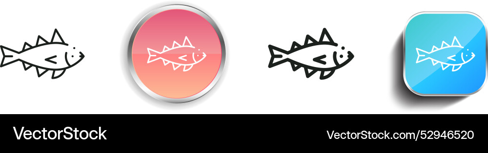 Codfish icon thin linear regular and button style Vector Image