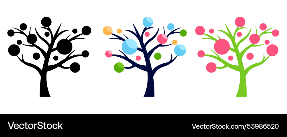 Decision tree icon with colorful circles on branch vector image