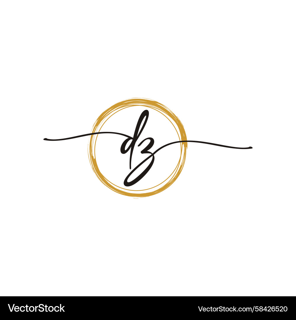 Elegant ZD Initial Script Logo Vector Image