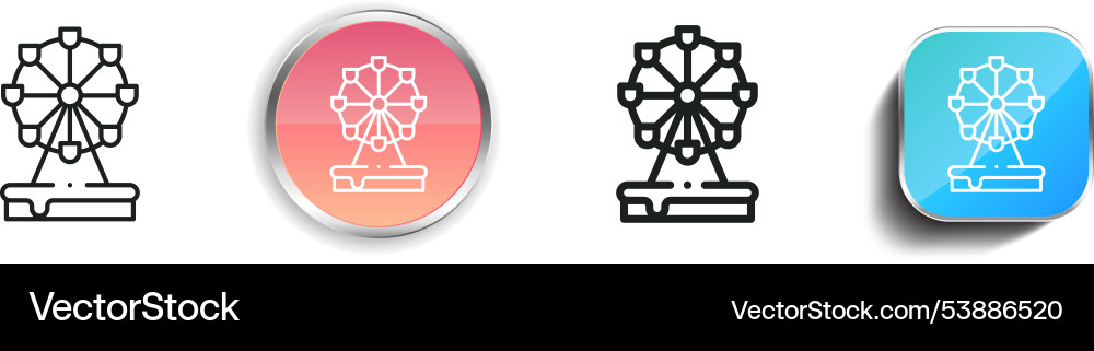 Ferris wheel icon thin linear regular and button vector image