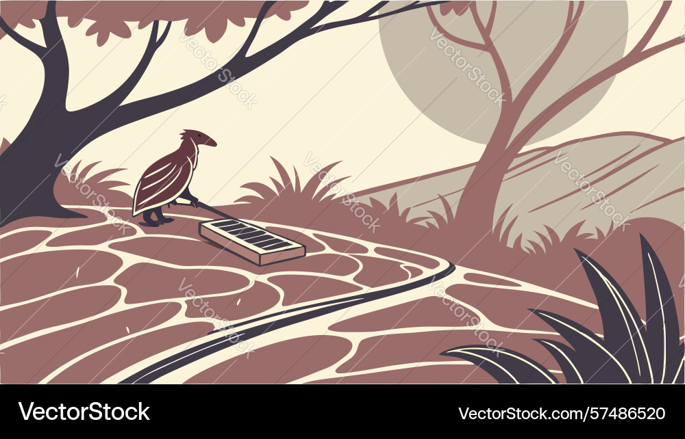 Forest eagle bird of prey on winding path design Vector Image