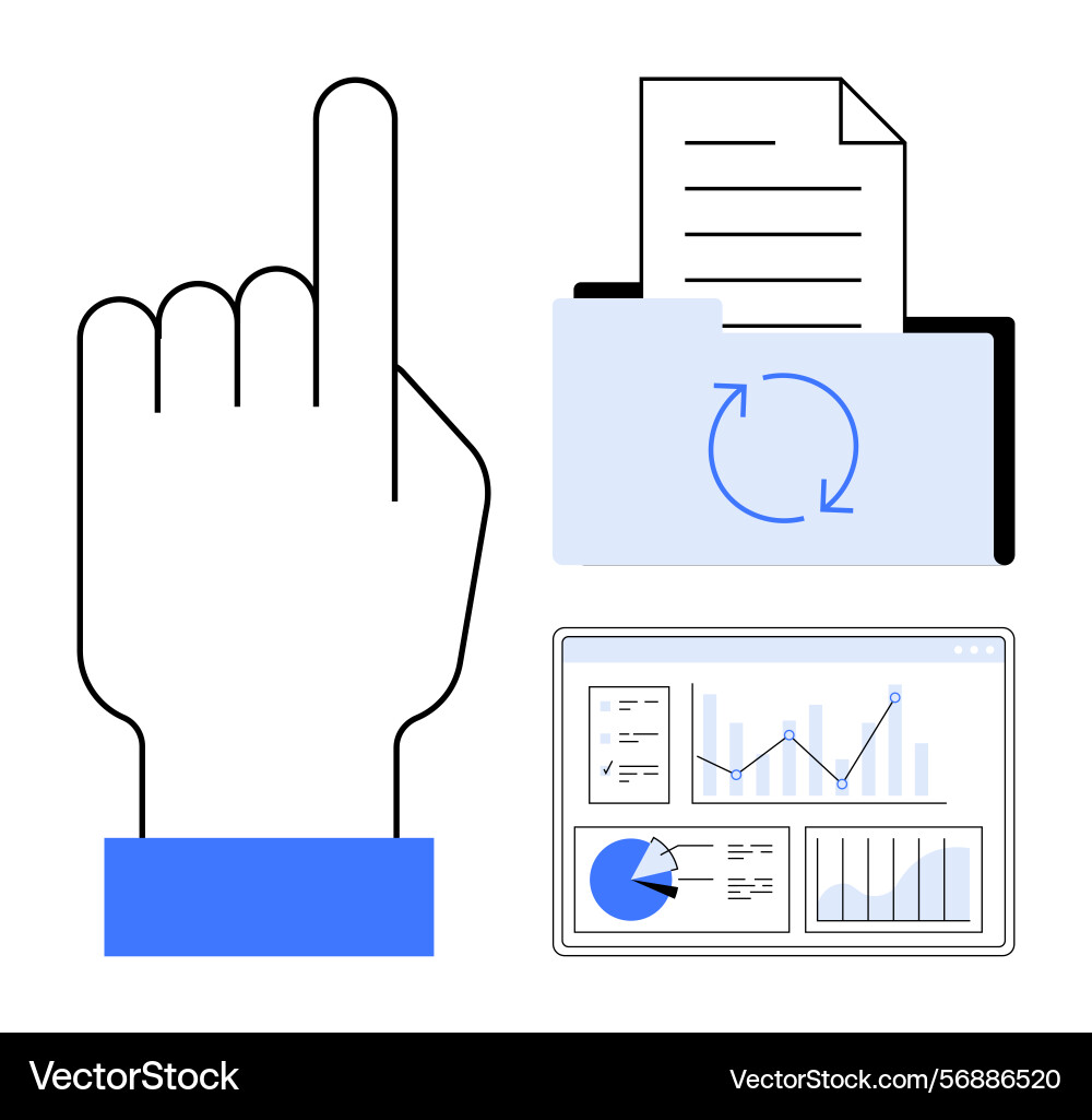 Hand gesture file synchronization and analytics Hand gesture file synchronization and analytics vector image