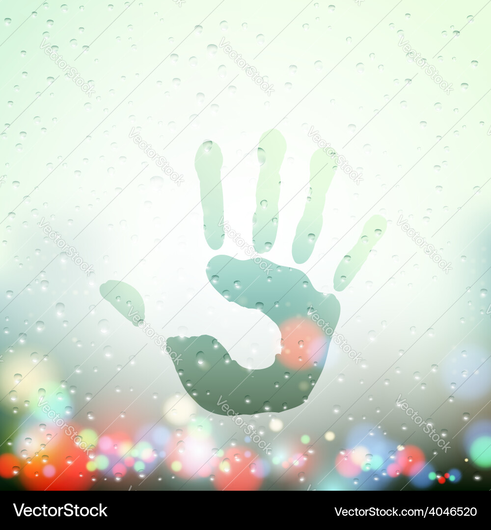 Handprint on sweaty window vector image