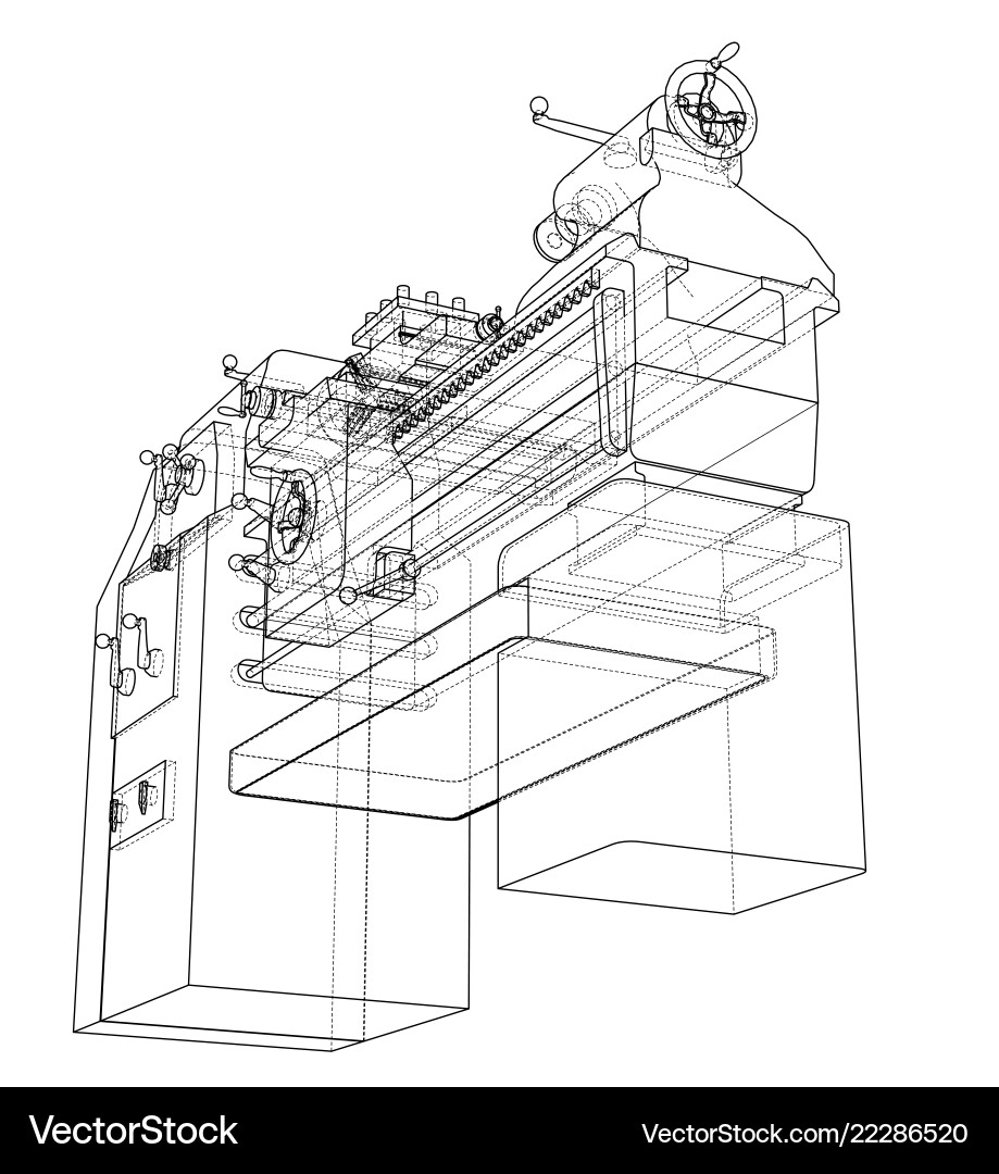 Lathe concept rendering of 3d Lathe concept rendering of 3d Vector Image