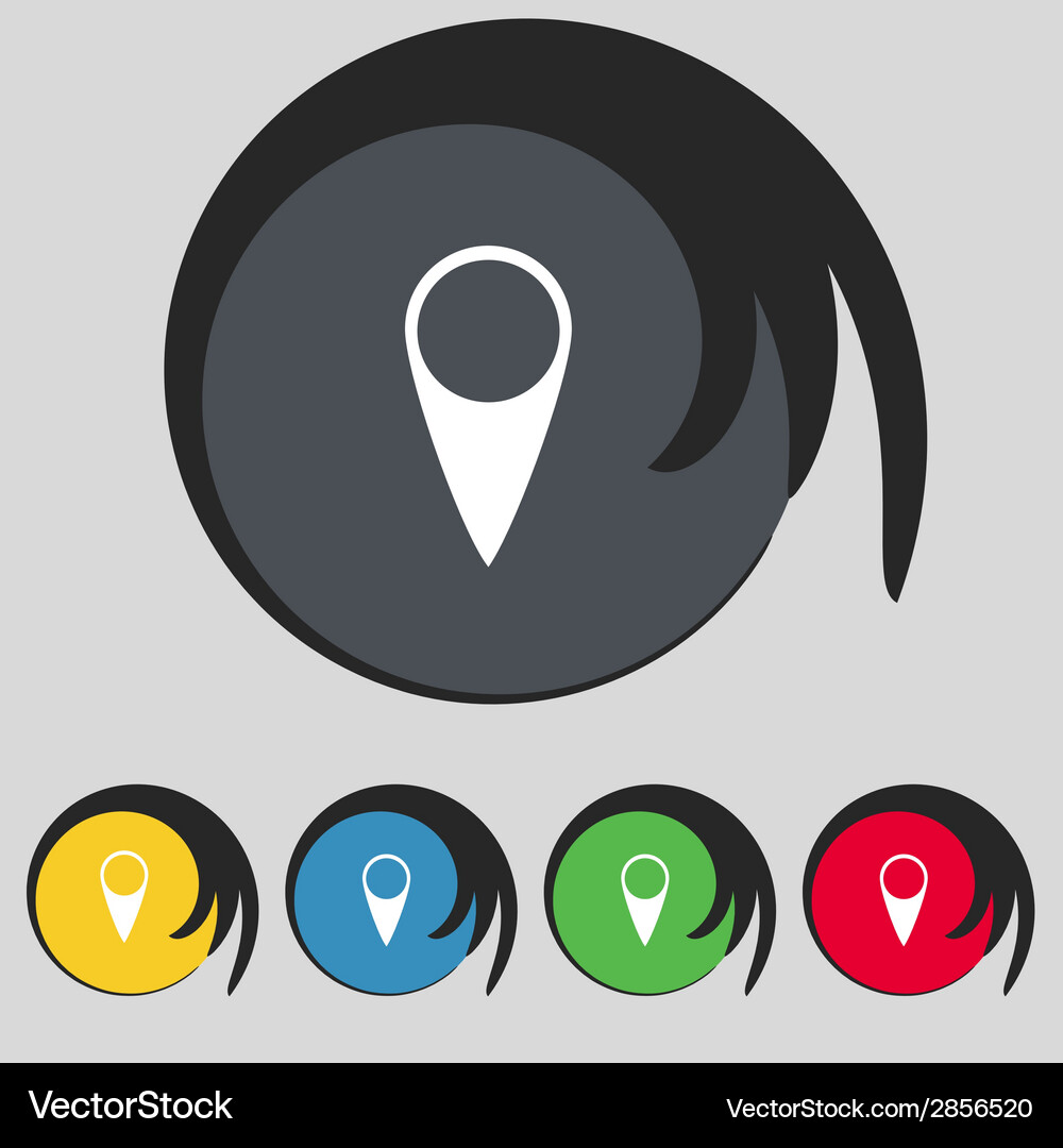 Map pointer icon gps location symbol set colourful Vector Image