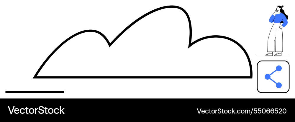 Person contemplating cloud with connection node Person contemplating cloud with connection node vector image