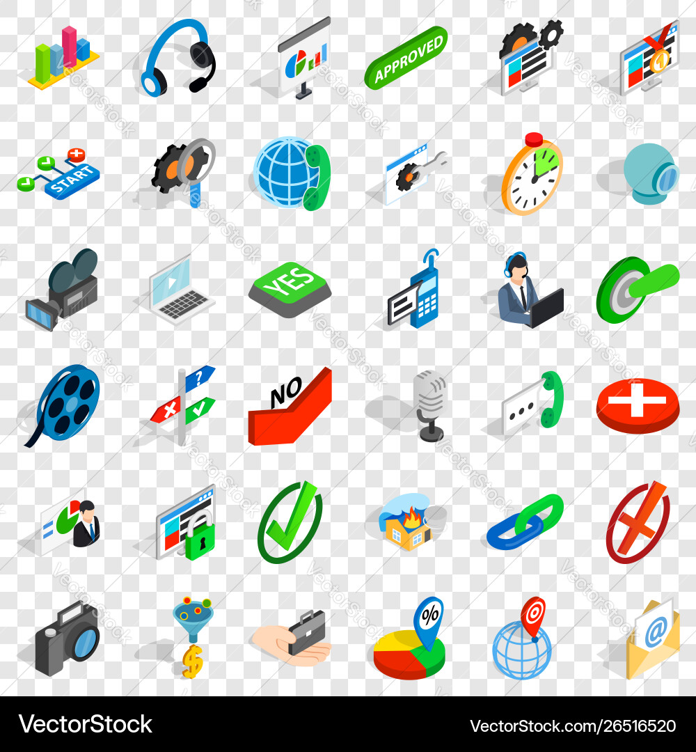 Push button icons set isometric style vector image