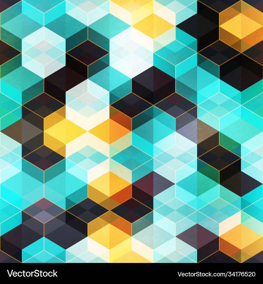 Retro Mosaic Pattern with Gold Accents vector image