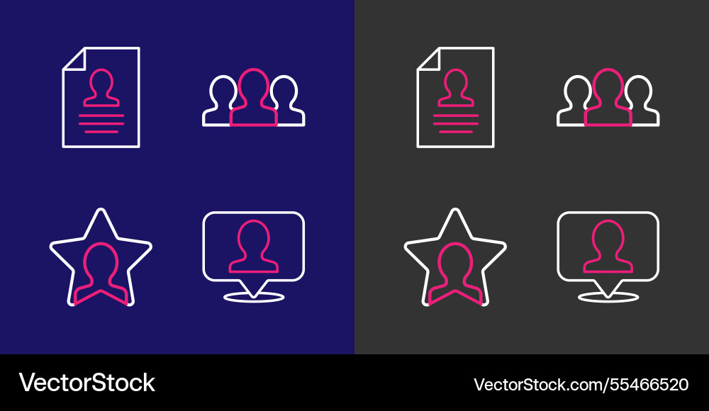 Set line location with person head hunting users Vector Image