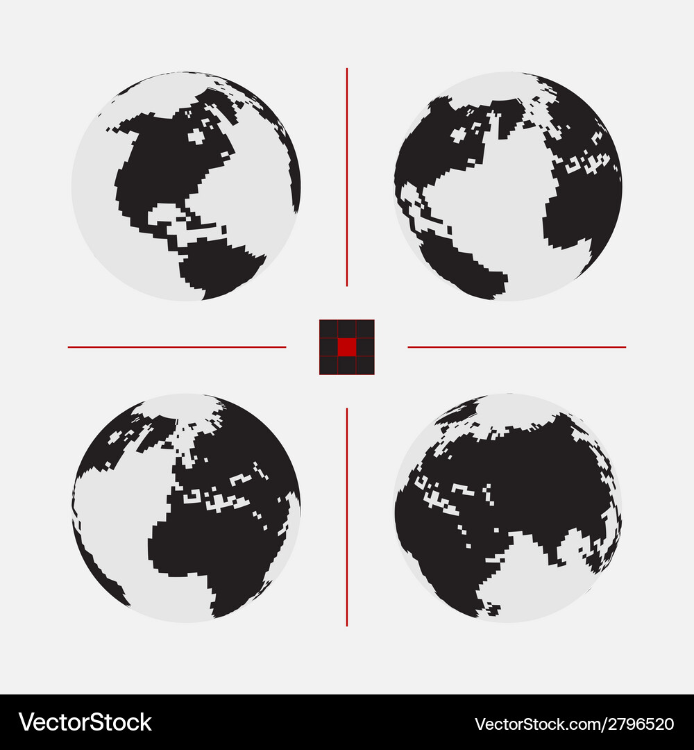 Set of dotted world maps in different resolution Vector Image
