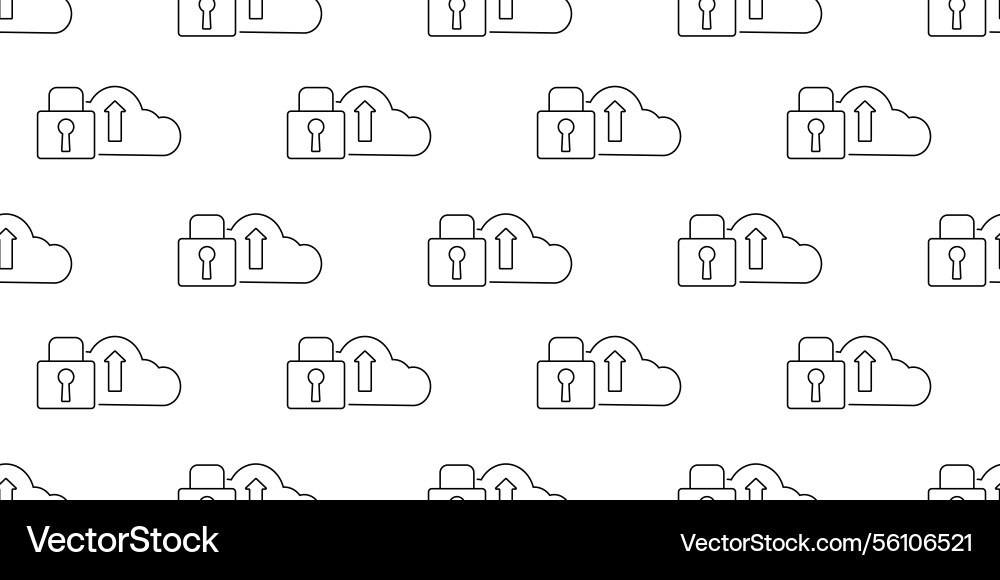 Cloud storage icons with upload and lock symbols Cloud storage icons with upload and lock symbols vector image