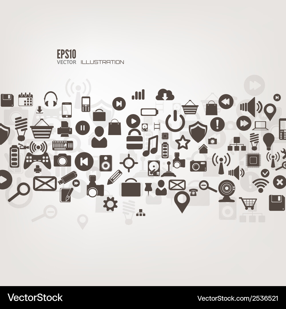 Flat abstract background with web icons interface Vector Image
