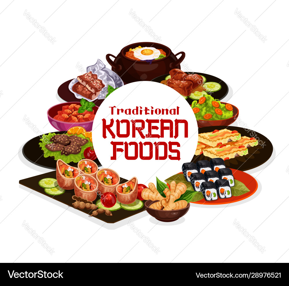 Korean Food Dishes vektorbild