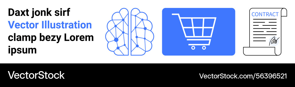 Neural network shopping cart and signed contract Neural network shopping cart and signed contract vector image