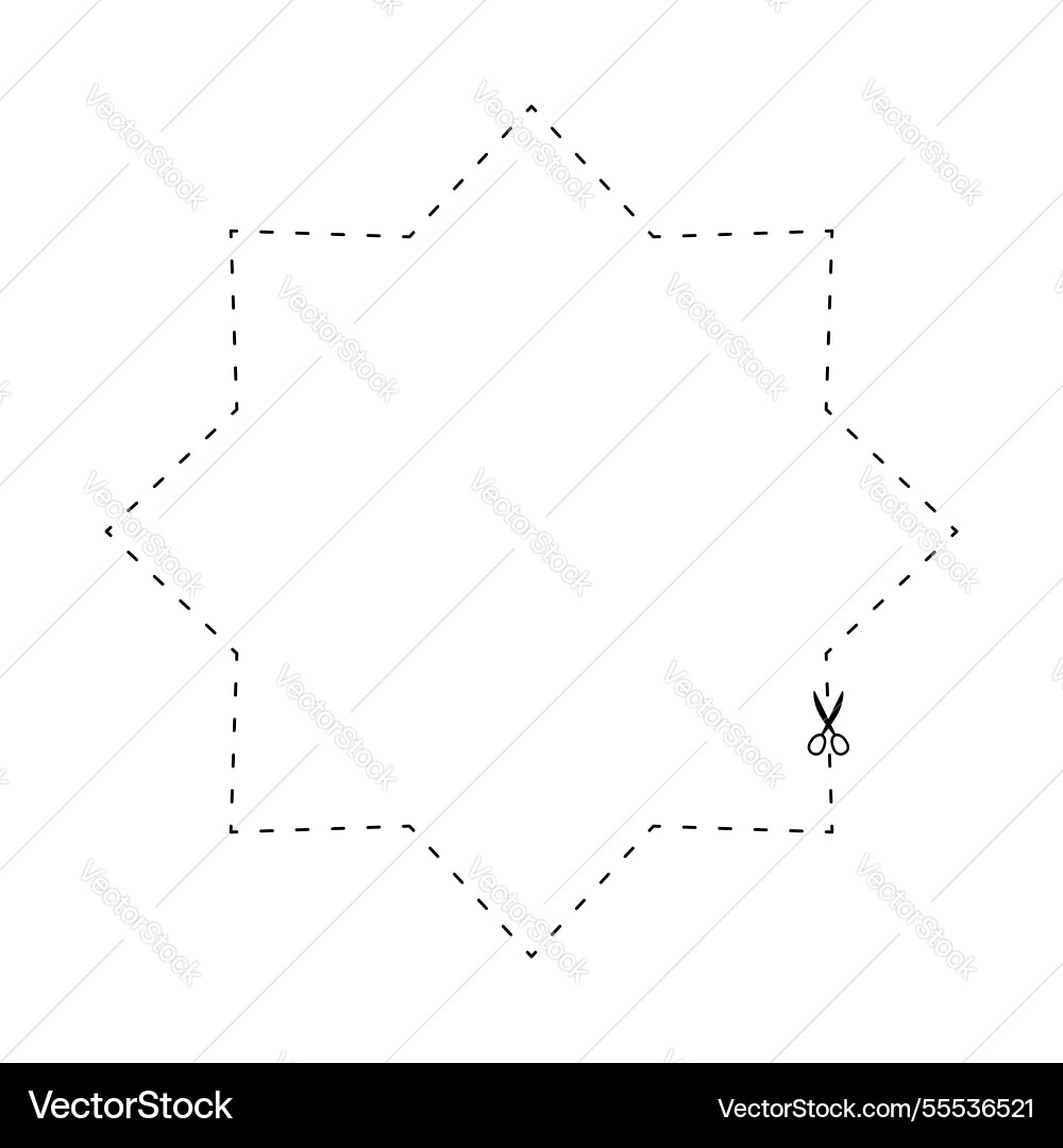 Scissors on dashed line star shape dash Scissors on dashed line star shape dash vector image
