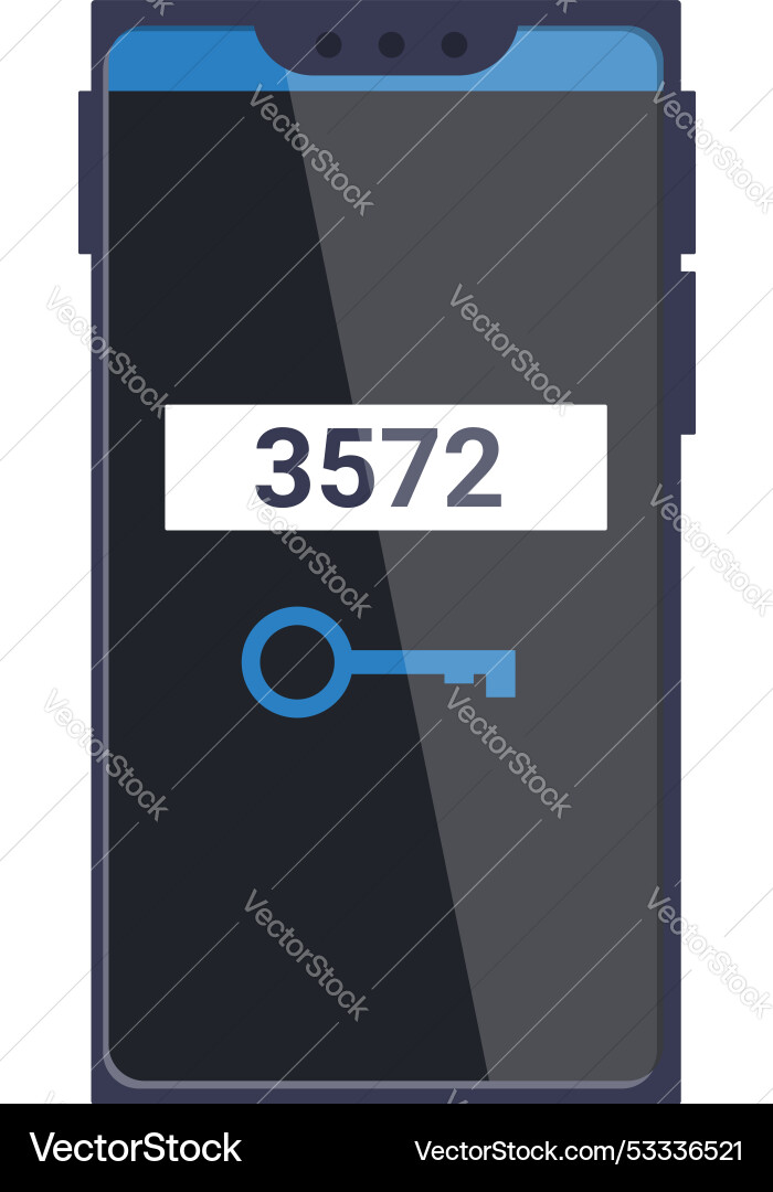 Smartphone displaying two factor authentication Smartphone displaying two factor authentication vector image