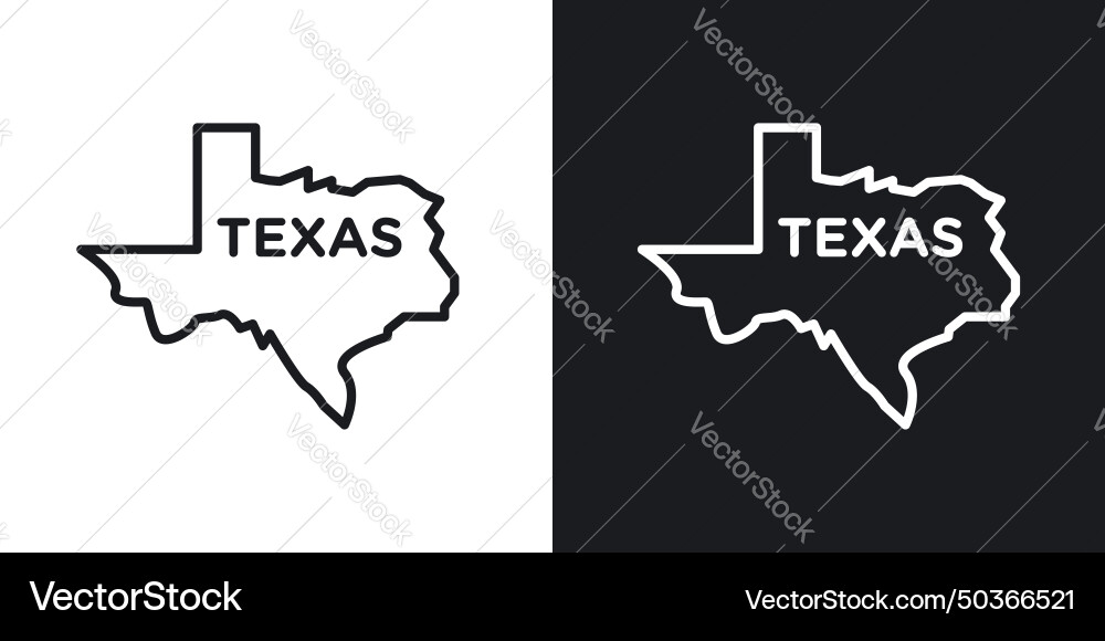 Texas map icon set state shape and flag symbol Vector Image