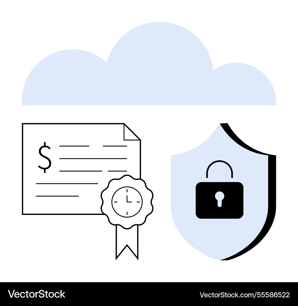 Cloud security concept with document lock symbol Cloud security concept with document lock symbol vector image