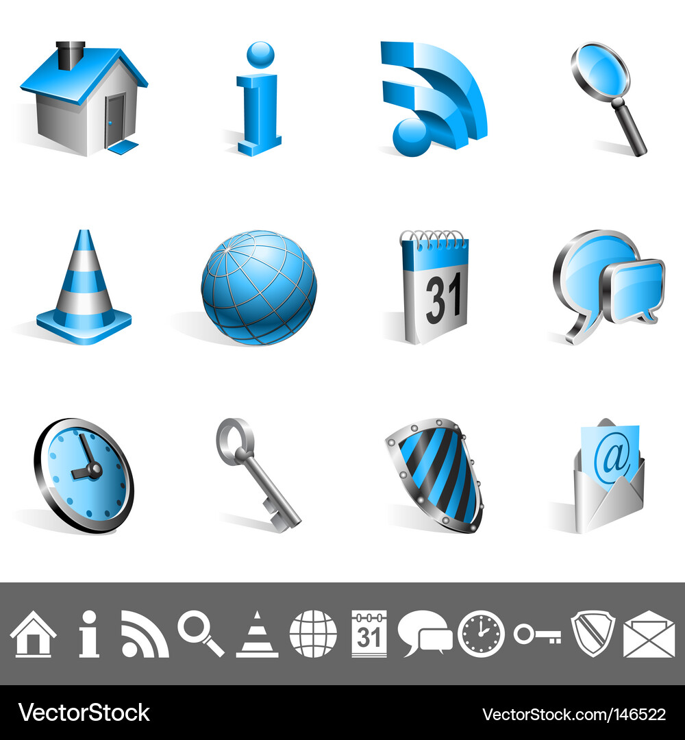 Colorful Web Icons Set Vector Image