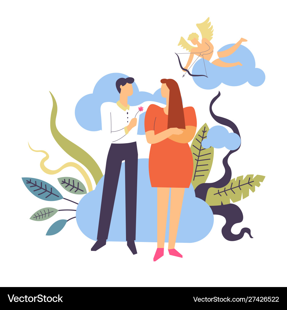 Couple falling in love and courtship concept Couple falling in love and courtship concept vector image
