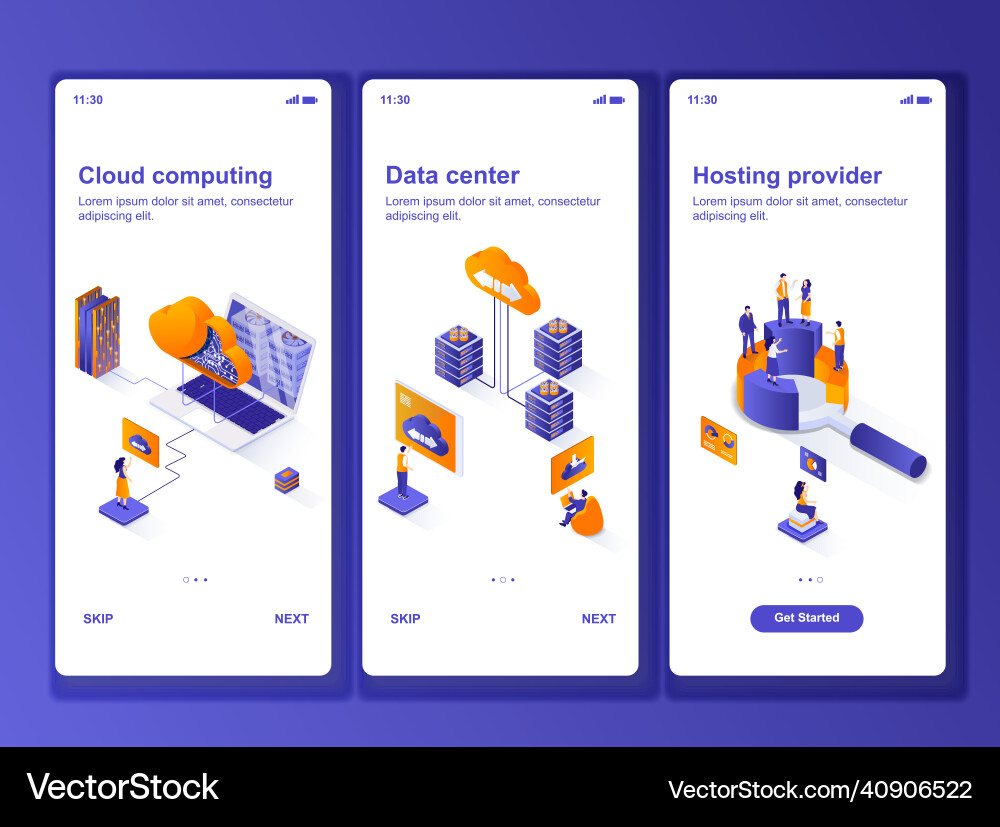Data center isometric gui design kit Data center isometric gui design kit vector image