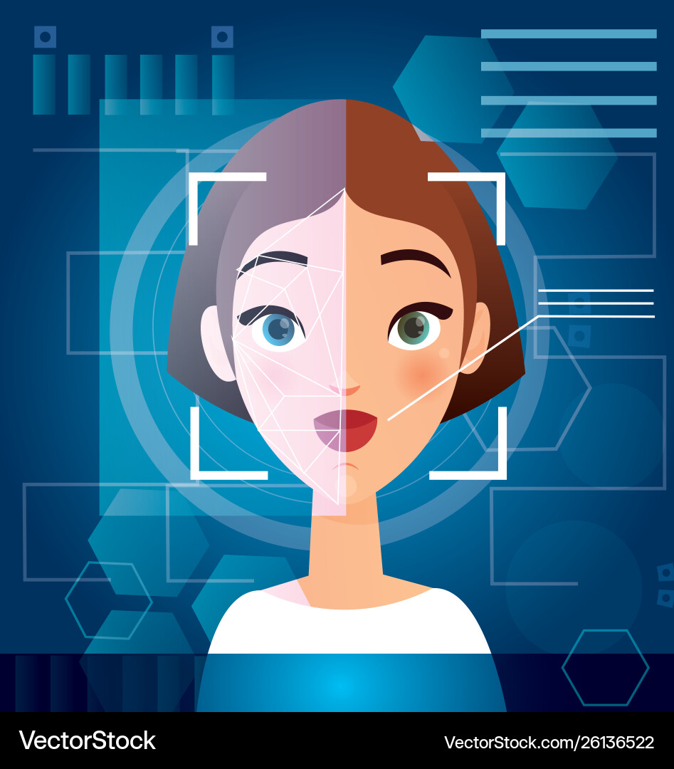 Face Recognition Security Concept Vector Image