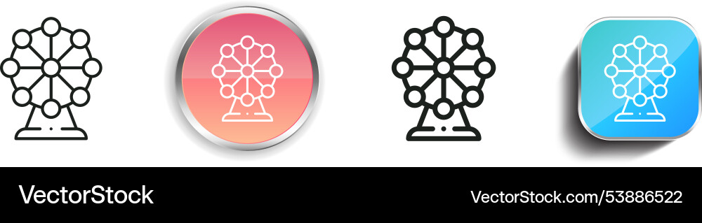 Ferris wheel icon thin linear regular and button vector image