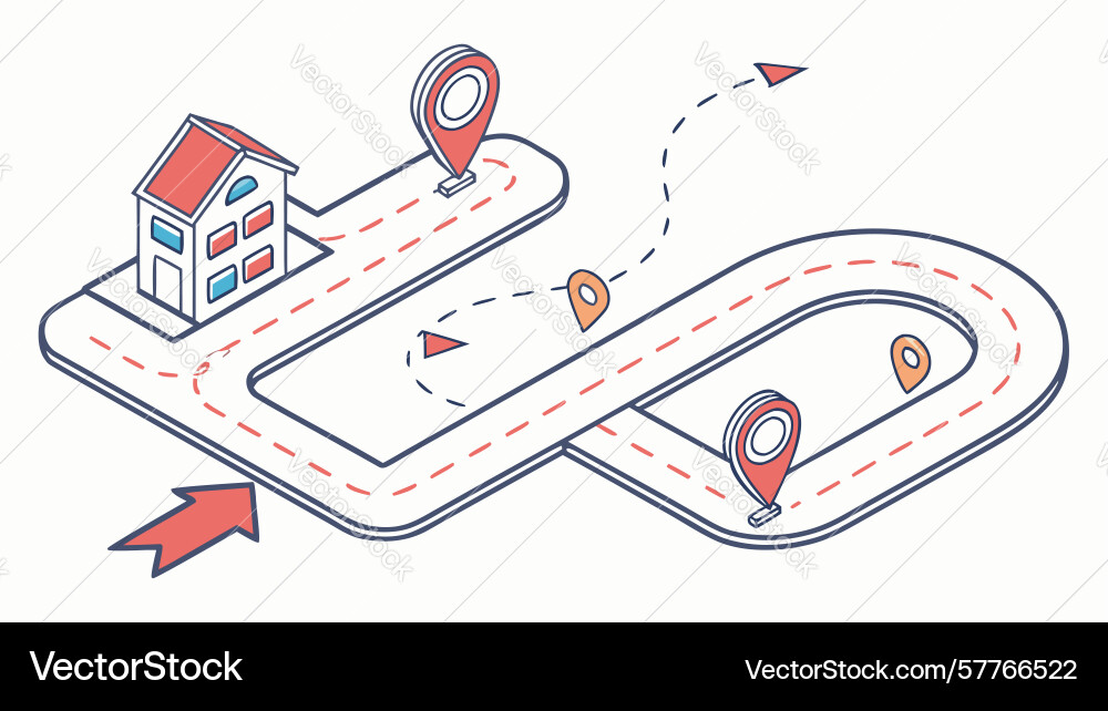 Gps navigation and route planning location Vector Image