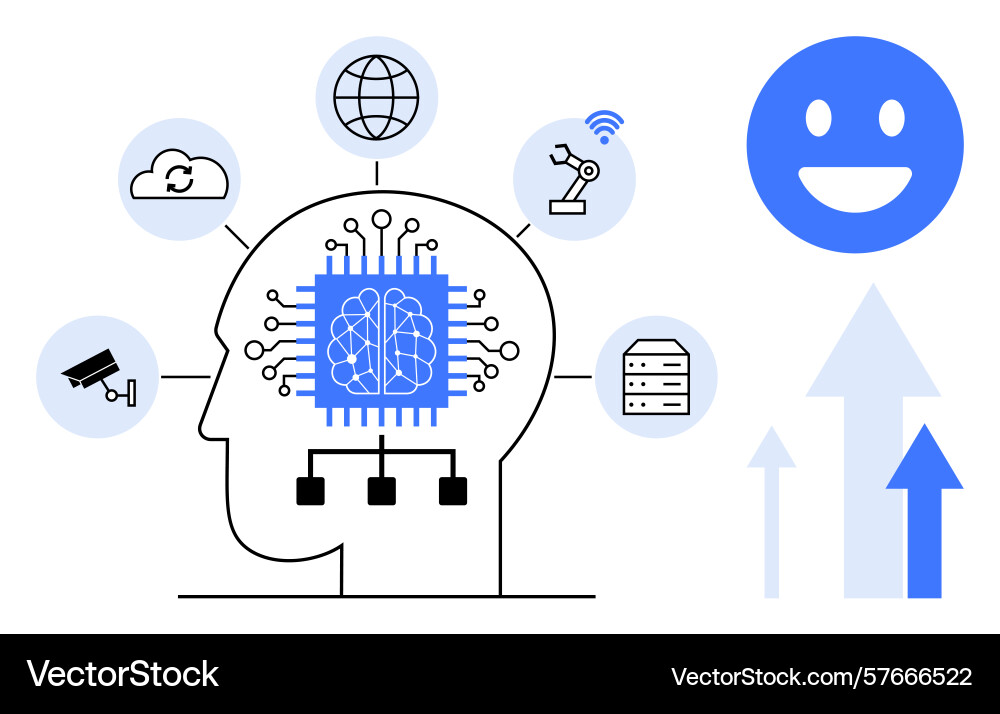 Human brain with ai neural processor technology vector image