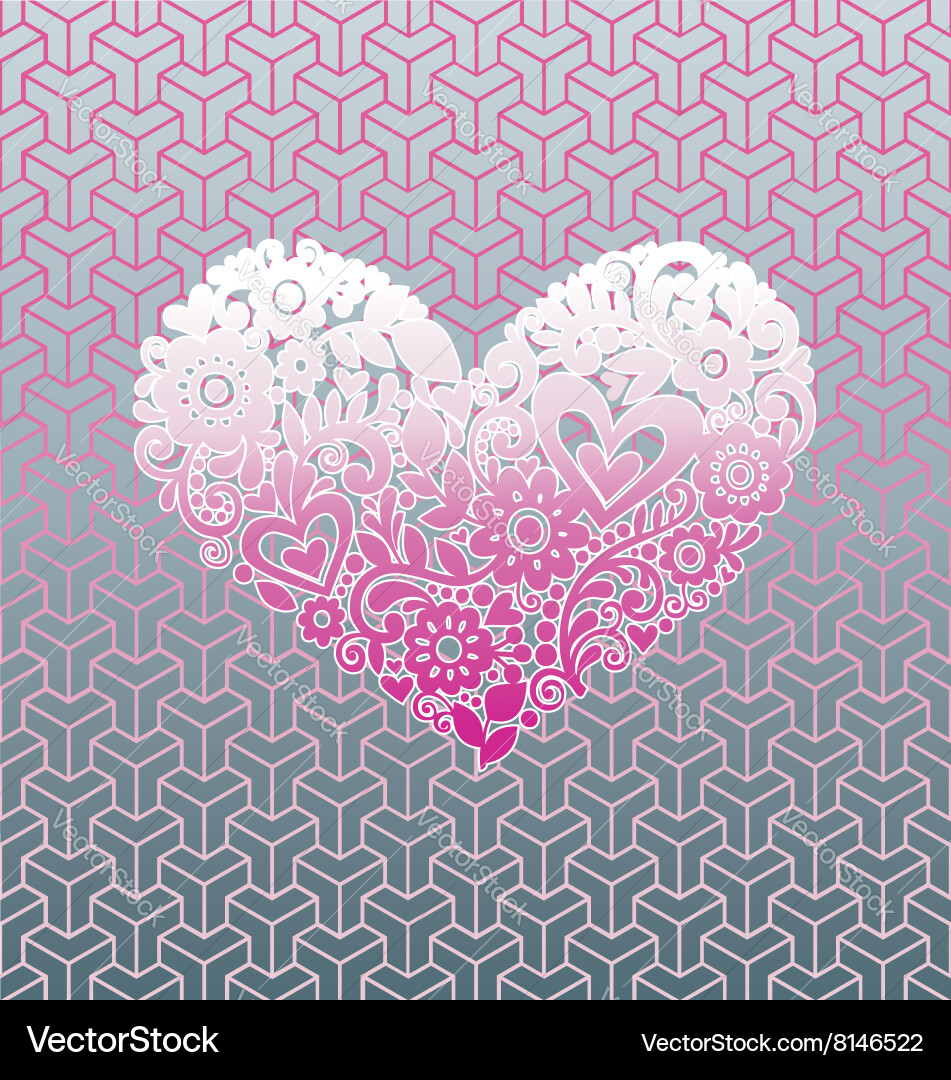 Love shape graphic with pattern background vector image