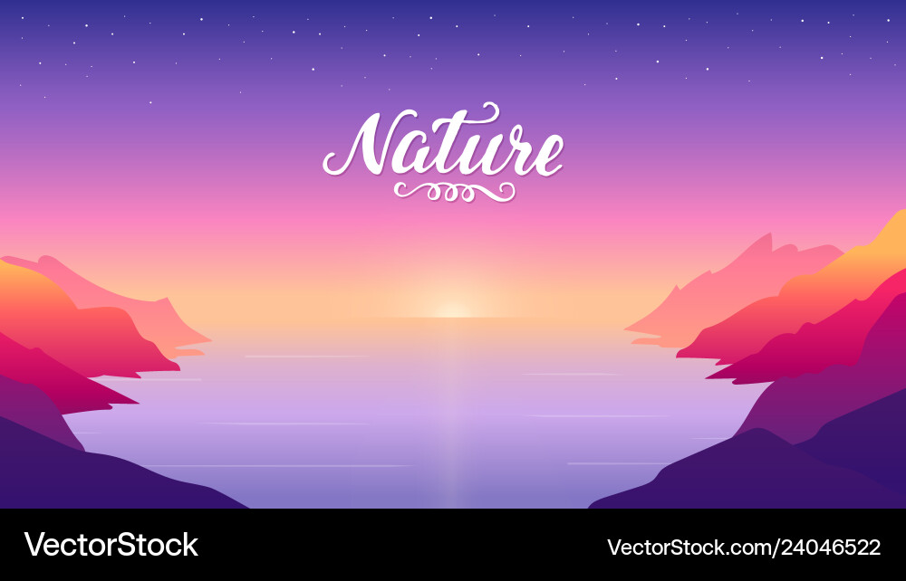 Mountain Sunset Beach Royalty Free Vector Image