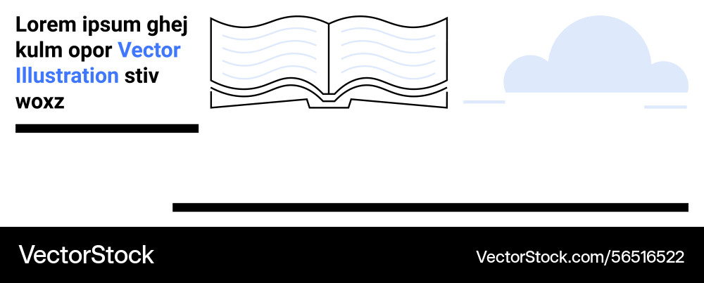 Open book with flowing lines cloud and minimal Open book with flowing lines cloud and minimal vector image