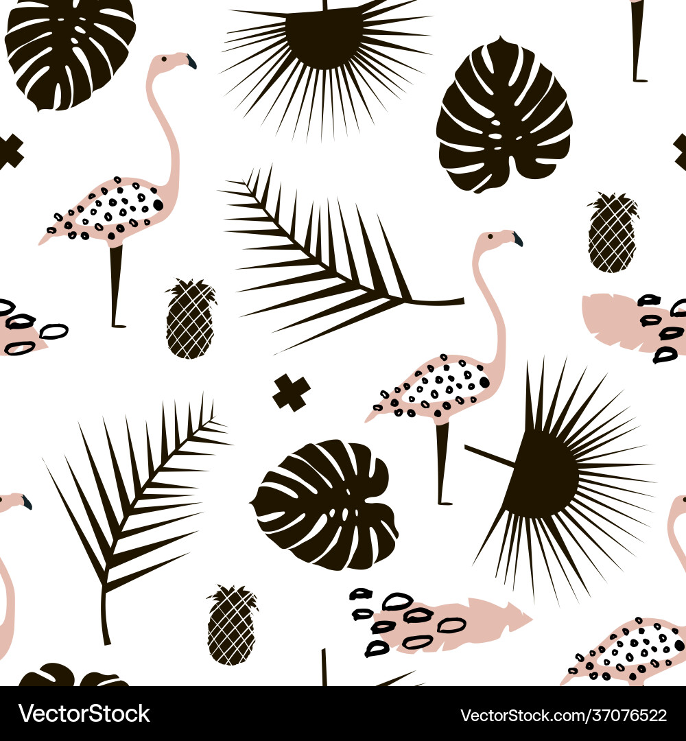 Palm branch trendy seamless pattern with hand Palm branch trendy seamless pattern with hand Vector Image