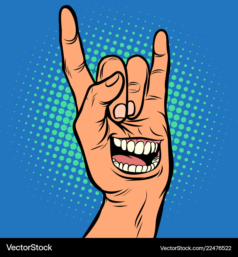 Rock Gesture - Man with Smile vector image