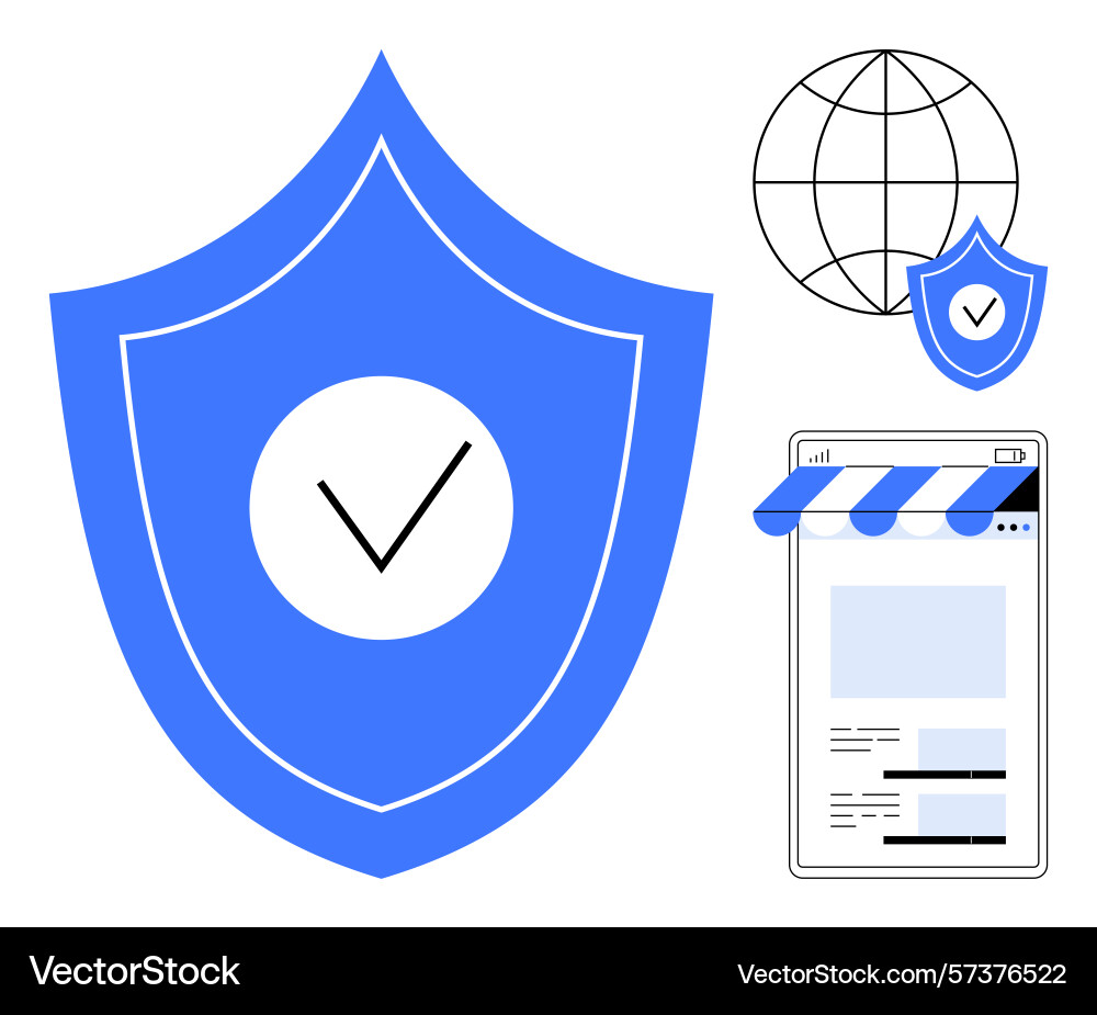 Shield with checkmark promoting security Shield with checkmark promoting security vector image