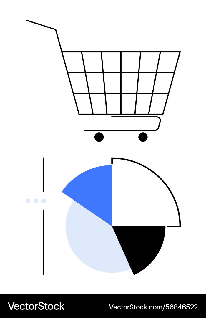 Shopping cart with segmented pie chart Shopping cart with segmented pie chart vector image
