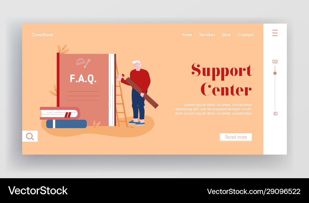 User manual tutorial website landing page Vector Image