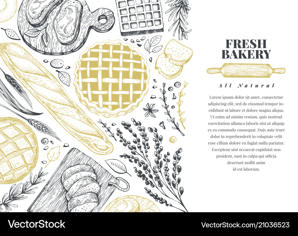 Bakery hand drawn background Royalty Free Vector Image