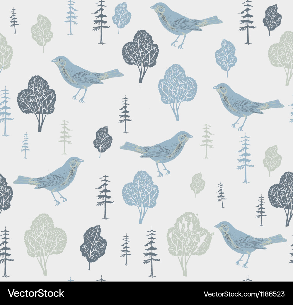 Birds and trees seamless pattern Vector Image