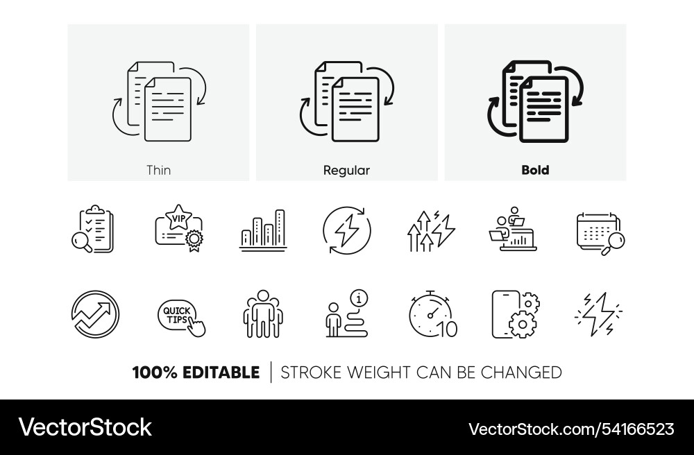 Calendar vip certificate and timer line icons Vector Image
