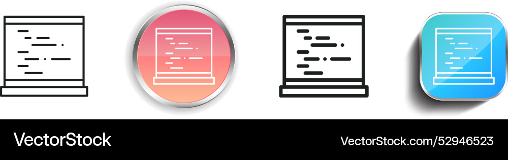 Coding icon thin linear regular and button style Coding icon thin linear regular and button style Vector Image